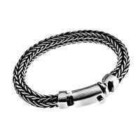 TYMONT Bracelet En Argent Thaïlandais Pour Homme, S925 Silver Vintage Pur Tissé À La Main Bracelet À Quille Épaisse Torsadée, Cadeau De Moto Punk,Argent,19cm