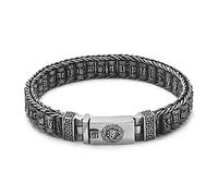TYMONT Bracelet Mantra À Six Caractères En Argent 925 Pour Homme, Bracelet Mandala À Six Caractères Bouddhiste En Argent Thaïlandais Vintage,Argent,22cm