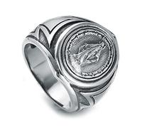 TYMONT Christian Jesus Chevalière, Bague Homme Gothique Religieux Vintage Croix Acier Inoxydable,Argent,12