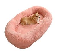 TYMONT Grand lit pour chien humain, 164,8 x 95,0 x 30 cm/74,8 x 47,2 x 13,7 cm, lit géant pour chien pour les humains, lit de sieste lavable en fausse fourrure ovale pour les personnes, les familles