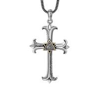 TYMONT Pendentif Croix En Argent S925 Pour Homme, Pendentif Croix De Jésus, Pendentif Œil De Dieu,Argent,Pendant + Chain 70cm
