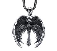 TYMONT Pendentif Croix En Argent Sterling S925, Collier Pendentif Argent Sterling Pour Homme Avec Croix En Forme D'ailes D'ange,Argent,Single Pendant