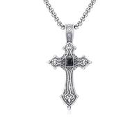 TYMONT Pendentif Croix En Étain Pur, Pendentif Fleuri Vintage Sculpté, Pendentif Croix En Étain Pur Pour Hommes Et Femmes,Argent,Single Pendant