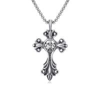 TYMONT Pendentif Croix Européenne Et Américaine En Étain Pur, Collier Pendentif En Étain Pur Punk Et Hip Hop Pour Hommes,Argent,Single Pendant