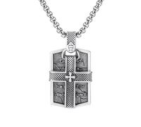 TYMONT Pendentif Croix Inscription Vintage En Étain Pur, Collier Pendentif Croix Personnalisé En Étain Pur Pour Hommes Et Femmes,Argent,Single Pendant