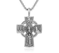 TYMONT Pendentif Croix Vintage En Étain Pur Européen Et Américain Pour Homme, Collier Pendentif En Étain Pur Punk Hip Hop Pour Homme,Argent,Single Pendant