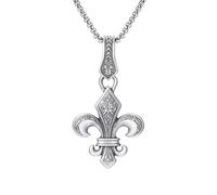TYMONT Pendentif En Étain Pur Fleur Botanique Personnalisée, Collier Pendentif En Étain Pur Punk Hip Hop Pour Hommes Et Femmes,Argent,Pendant + Chain 70cm