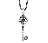 TYMONT S925 Argent Sterling Crown Cross Key Pendentif, Pendentif Croix De Jésus Pour Homme Et Femme,Argent,Pendant + Chain 60cm