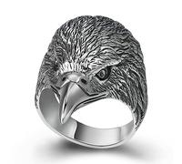 TYMONT S925 Bague Homme Vintage En Argent Sterling, Bague Personnalisée Tête D'aigle En Argent Sterling,Argent,11