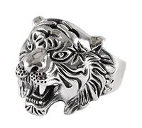 TYMONT S925 Bague Tête De Tigre En Argent Sterling Rétro Personnalité Thaïlandaise En Argent Crâne Zodiaque Tigre Bague Pour Hommes Bijoux De Locomotive Punk,Argent,9