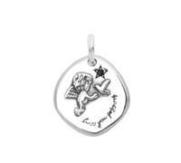 TYMONT S925 Pendentif Carré Chérubin Irrégulier En Argent Sterling, Collier Vintage En Argent Sterling Avec Cent Pendentifs,Argent,Pendant + Chain 50cm