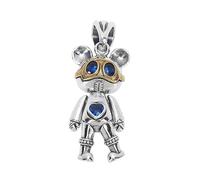 TYMONT S925 Pendentif En Argent Sterling En Forme D'ours Pilote Avec Pierres Précieuses, Collier À Pendentifs En Argent Sterling Vintage Et Polyvalent Pour Hommes Et Femmes,Argent,Pendant + Chain 70cm