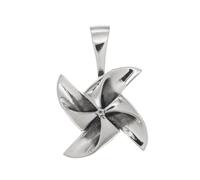 TYMONT S925 Pendentif Moulin À Vent Rotatif En Argent Sterling, Collier Pendentif En Argent Sterling Pour Hommes Et Femmes À La Mode Des Centaines Assorties,Argent,Pendant + Chain 55cm
