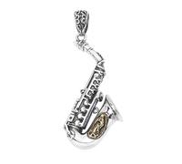 TYMONT S925 Sterling Silver Sax Creative Pendentif, Collier Pendentif En Argent Sterling Pour Homme Et Femme,Argent,Pendant + Chain 70cm