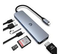 Tymyp Hub USB C, Adaptateur hub 7 en 1, Sortie HDMI, Alimentation 100 W, USB C 3.0, 2 Ports USB 3.0, Lecteur de Carte SD et Micro SD, Compatible avec Les Ordinateurs Portables Dell XPS/HP/Surface et