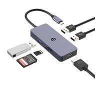 Tymyp Hub USB C, Double Adaptateur HDMI 4 K USB C, hub USB-C 6 en 1 Compatible avec Air/Pro/iPad/Surface/Autres appareils de Type C (4K HDMI, USB 3.0, 2 Ports USB 2.0, SD/TF 2.0)