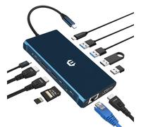 Tymyp Hub USB C, Station d'accueil 12 en 1, hub USB C avec Trois écrans, 2 HDMI, DisplayPort, Type C PD, USB C 3.0, Carte TF/SD, 4 Ports USB, Ethernet, compatibilité Parfaite avec Les Ordinateurs