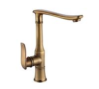 TYMYW Antique Robinet de Cuisine Bec Pivotant A 360 Mitigeur Evier À Poignée Unique Trou Unique en Laiton,Antique