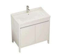 TYMYW Blanc Meuble Salle de Bain avec Vasque et Robinet avec Pied Meuble Salle de Bain Rangement avec Charnière Tampon,80 Cm