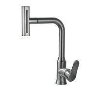 TYMYW Gris Robinet Cuisine avec Douchette Extractible 3 Modes Rotatif À 360° Cascade Robinet Mitigeur Cuisine Laiton Monotrou