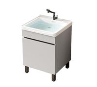 TYMYW Meuble de Salle de Bain avec Vasque Céramique avec Robinet avec Pieds Meuble sous Lavabo avec Charnière Tampon,Gris Clair,44 Cm
