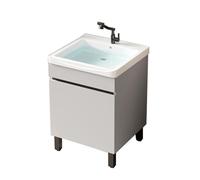 TYMYW Meuble de Salle de Bain avec Vasque Céramique avec Robinet avec Pieds Meuble sous Lavabo avec Charnière Tampon,Gris Clair,50 Cm