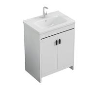 TYMYW Meuble Salle de Bain avec Lavabo et Robinet avec Pied Meuble Salle de Bain sous Lavabo avec Rangement avec Charnière Tampon,Blanc,60 Cm