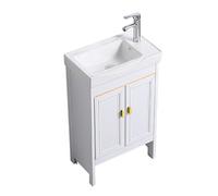 TYMYW Meuble Salle de Bain avec Vasque Céramique 50 Cm avec Robinet Meuble Vasque Salle de Bain avec Pied avec Charnière Tampon,Blanc,Un