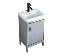TYMYW Meuble Salle de Bain avec Vasque et Mitigeur Meuble Salle de Bain Rangement avec Pied et Charnière Tampon,Gris,43 Cm