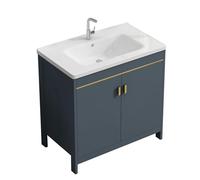 TYMYW Meuble Salle de Bain avec Vasque et Mitigeur Meuble Vasque Salle de Bain avec Pied avec Porte À Fermeture Douce,Gris Foncé,80 Cm