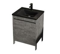 TYMYW Meuble Salle de Bain avec Vasque et Robinet avec Pied Meuble Salle de Bain Rangement avec Charnière Tampon,Gris,60 Cm