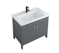 TYMYW Meuble Salle de Bain avec Vasque et Robinet Meuble Salle de Bain sous Lavabo avec Pied avec Charnière Tampon,Gris,80 Cm