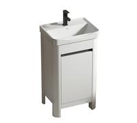 TYMYW Meuble Salle de Bain Blanc avec Vasque et Robinet Meuble Salle de Bain Rangement avec Charnière Tampon,43 Cm