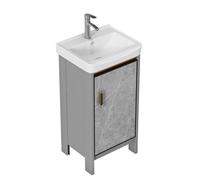 TYMYW Meuble Salle de Bain Gris avec Lavabo Céramique et Robinet Meuble Vasque Salle de Bain avec Pied et Charnière Tampon,43 Cm