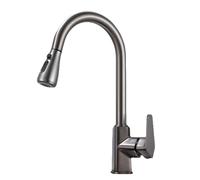 TYMYW Mitigeur Cuisine avec Douchette Extractible et 3 Modes Poignée Unique Robinet Cuisine Extractible Pivotant À 360° Laiton,Gris