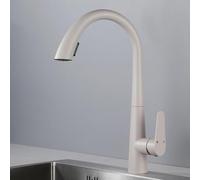 TYMYW Mitigeur Cuisine Inox avec Douchette Extractible 2 Modes Pivotant À 360° Robinet Evier Poignée Unique Monotrou,Couleur Avoine