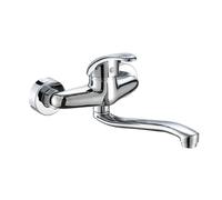 TYMYW Mitigeur Cuisine Laiton Chromé Mural Entraxe 150 | Bras 360 ° Pivotant 25 Cm,2 Trous de Montage Réglables,pour Évier,Balcon, Baignoire