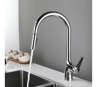 TYMYW Mitigeur de Cuisine Extractible, Robinet de Cuisine avec 2 Modes de Douchette Rotatif À 360° Poignée Unique Monotrou,Chromé