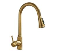 TYMYW Rétro Robinet Cuisine Laiton avec Douchette Extractible avec 3 Modes Poignée Unique Pivotant À 360° Mitigeur Cuisine