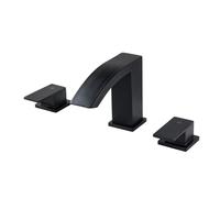 TYMYW Robinet 3 Trous Lavabo Salle de Bain À Double Poignée Robinet de Lavabo Cascade Divisé Laiton,Noir