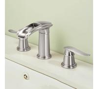 TYMYW Robinet 3 Trous Lavabo Salle de Bain avec À Double Poignée Robinet Cascade Lavabo 3 Trous en Laiton Mitigeur,Brossé