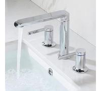 TYMYW Robinet 3 Trous Lavabo Salle de Bain Double Poignée Pivotant À 360° Mitigeur Lavabo 3 Trous en Laiton Type Divisé,Chromé
