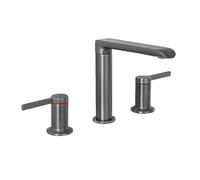 TYMYW Robinet 3 Trous Lavabo Salle de Bain Double Poignée Pivotant À 360° Mitigeur Lavabo 3 Trous en Laiton Type Divisé,Gris