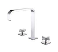 TYMYW Robinet 3 Trous Lavabo Salle De Bain Mitigeur Robinet De Lavabo Cascade Double Poignée Laiton Chrome Argent