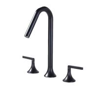 TYMYW Robinet 3 Trous Lavabo Salle de Bain Pivotant À 360° Double Poignée,Mitigeur Lavabo Laiton 3 Trous Type Divisé,Noir,B