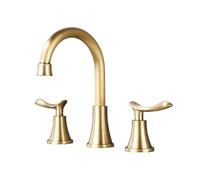 TYMYW Robinet 3 Trous Lavabo Salle de Bain Rotatif Double Poignée Robinet de Lavabo Eau Chaude Et Froide Laiton,Antique
