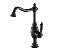 TYMYW Robinet Cuisine Antique Noir en Laiton À Poignée Unique Robinet Cuisine Pivotant À 360 Trou Unique Chaud Et Froid