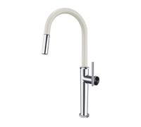 TYMYW Robinet Cuisine avec Douchette Extensible À Poignée Unique Rotatif À 360° Mitigeur Cuisine avec Douchette 2 Modes,Blanc + Chromé