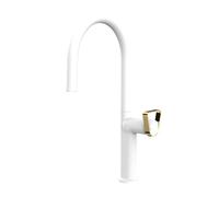 TYMYW Robinet Cuisine avec Douchette Extractible 2 Modes de Douchette Mitigeur Cuisine Pivotant À 360 Trou Unique,Blanc + Or