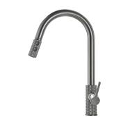 TYMYW Robinet Cuisine avec Douchette Extractible 2 Modes Robinet de Évier Pivotant À 360° Chaud Et Froid en Laiton,Gris